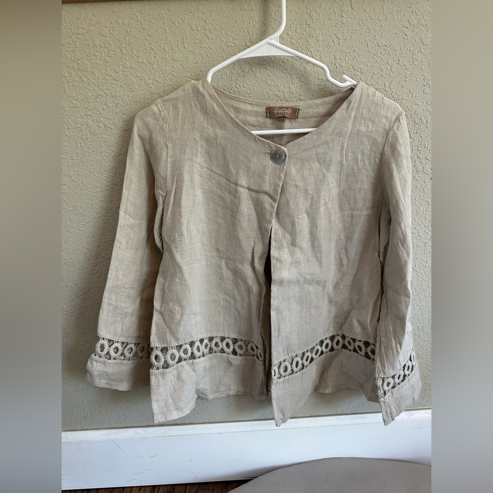 Carla Conti 100% Linen Top. Size Small.